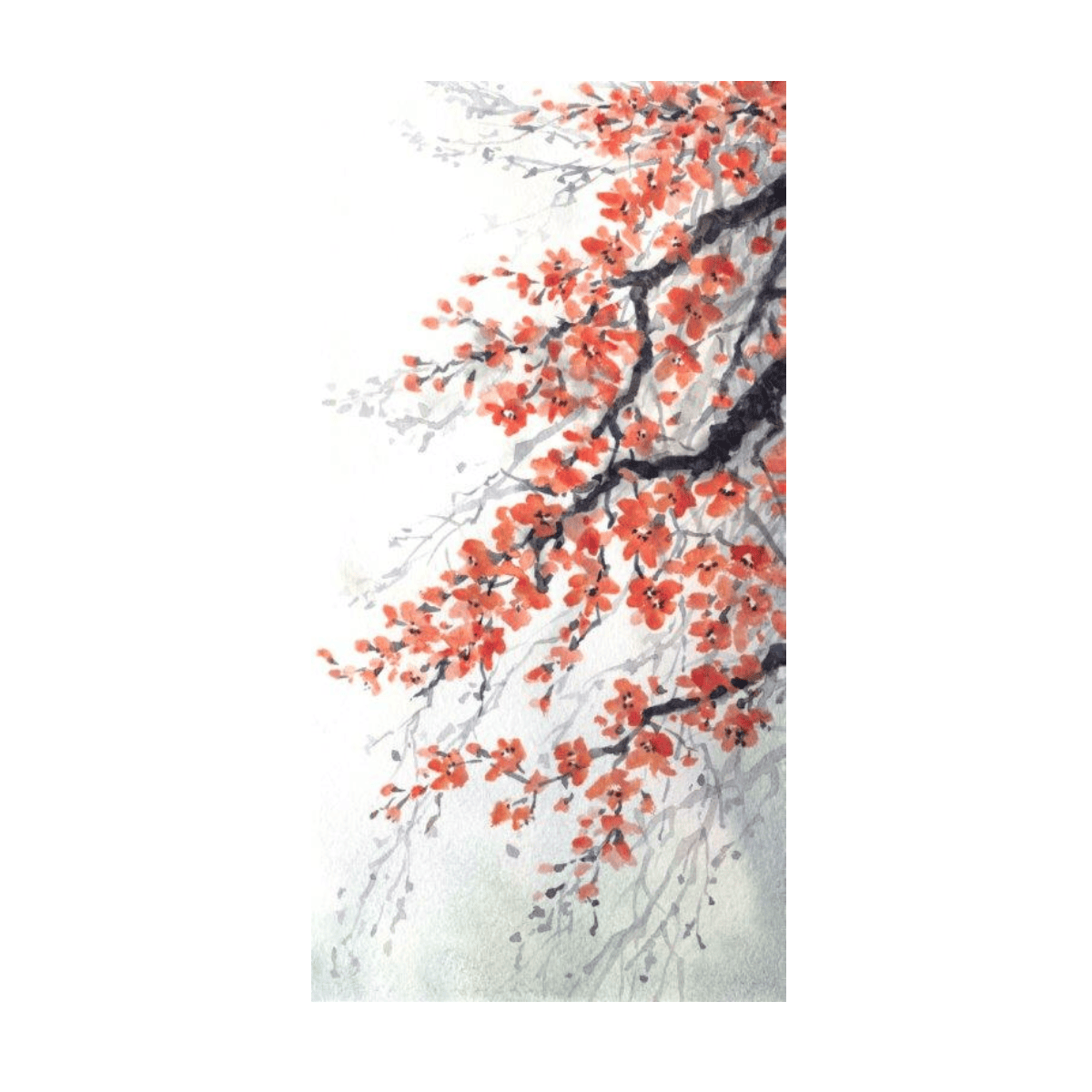 Red Branches Yağlı Boya Dokulu TabloYağlı Boya Dokulu Çiçek TablolarıTablolife