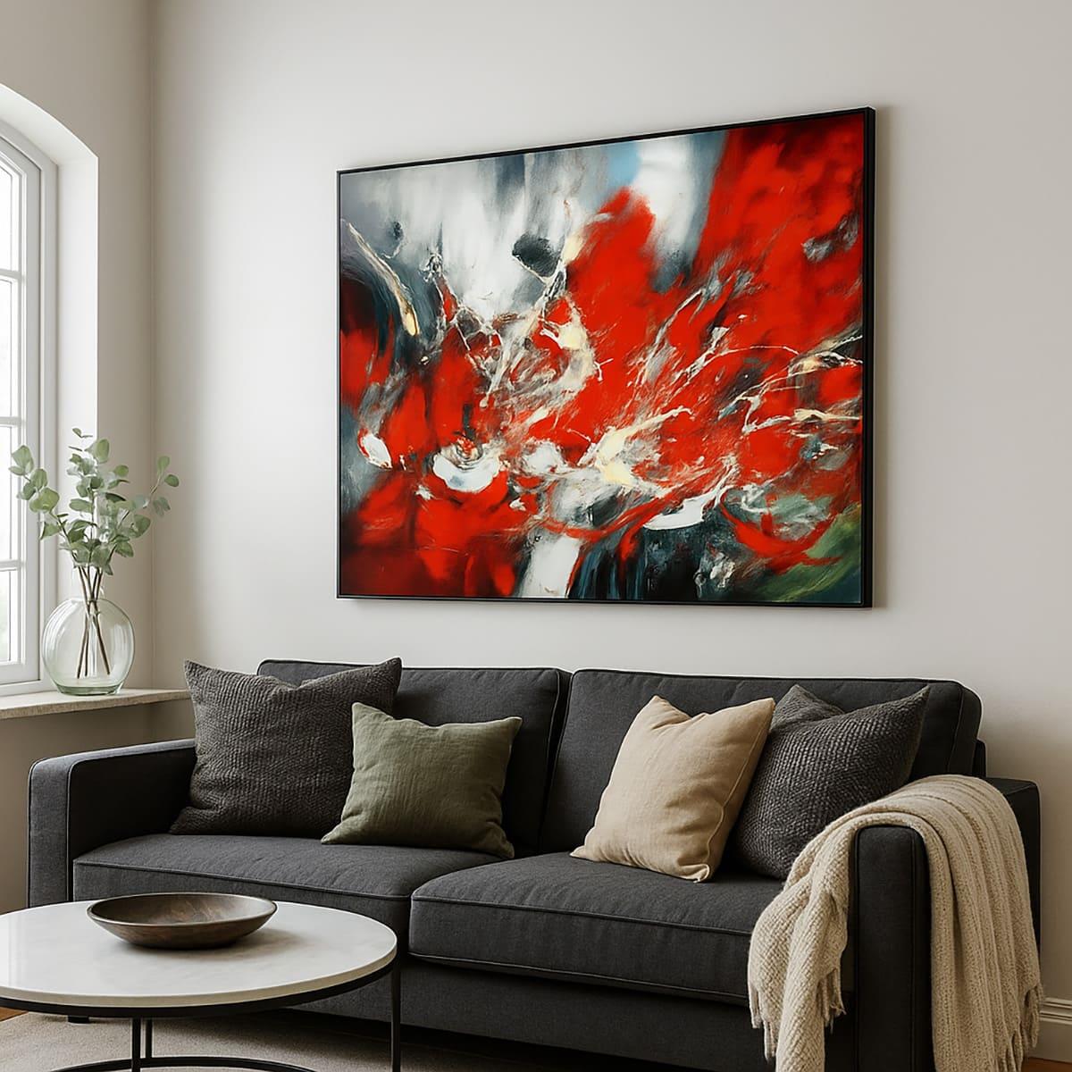 Red Depth Yağlı Boya Dokulu TabloYağlı Boya Dokulu Soyut TablolarTablolife