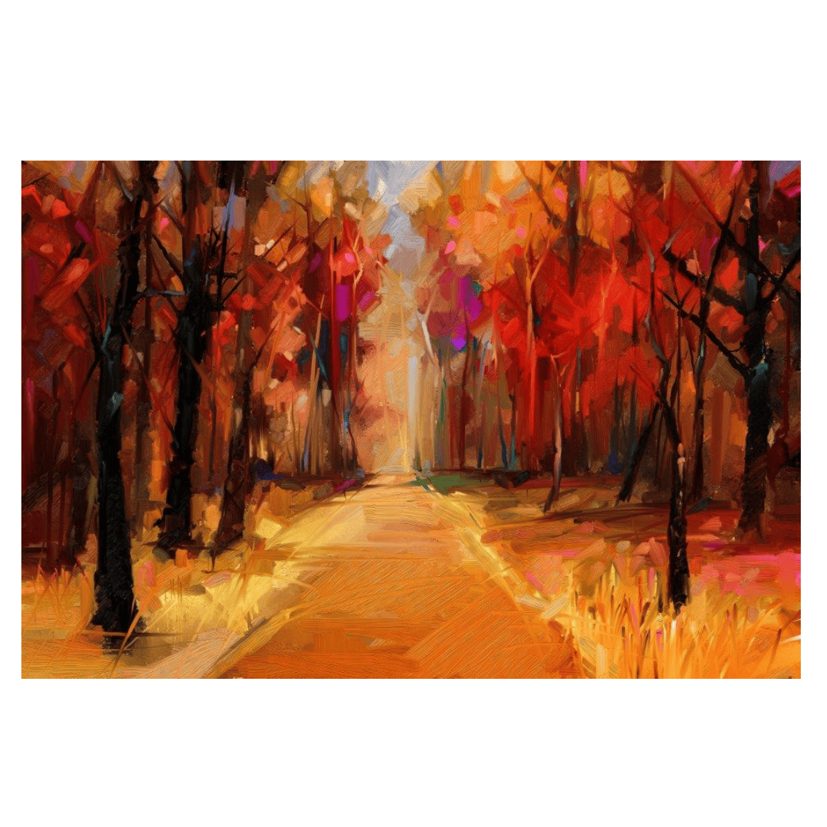 Red Forest Yağlı Boya Dokulu TabloYağlı Boya Dokulu Manzara TablolarıTablolife