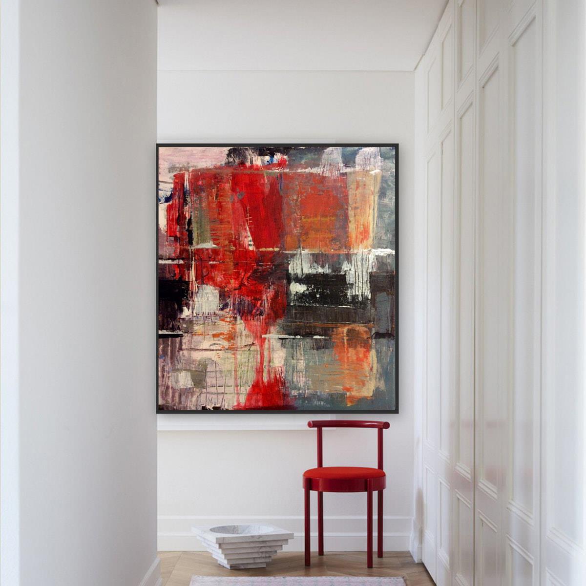 Red Light Yağlı Boya Dokulu TabloYağlı Boya Dokulu Soyut TablolarTablolife.com