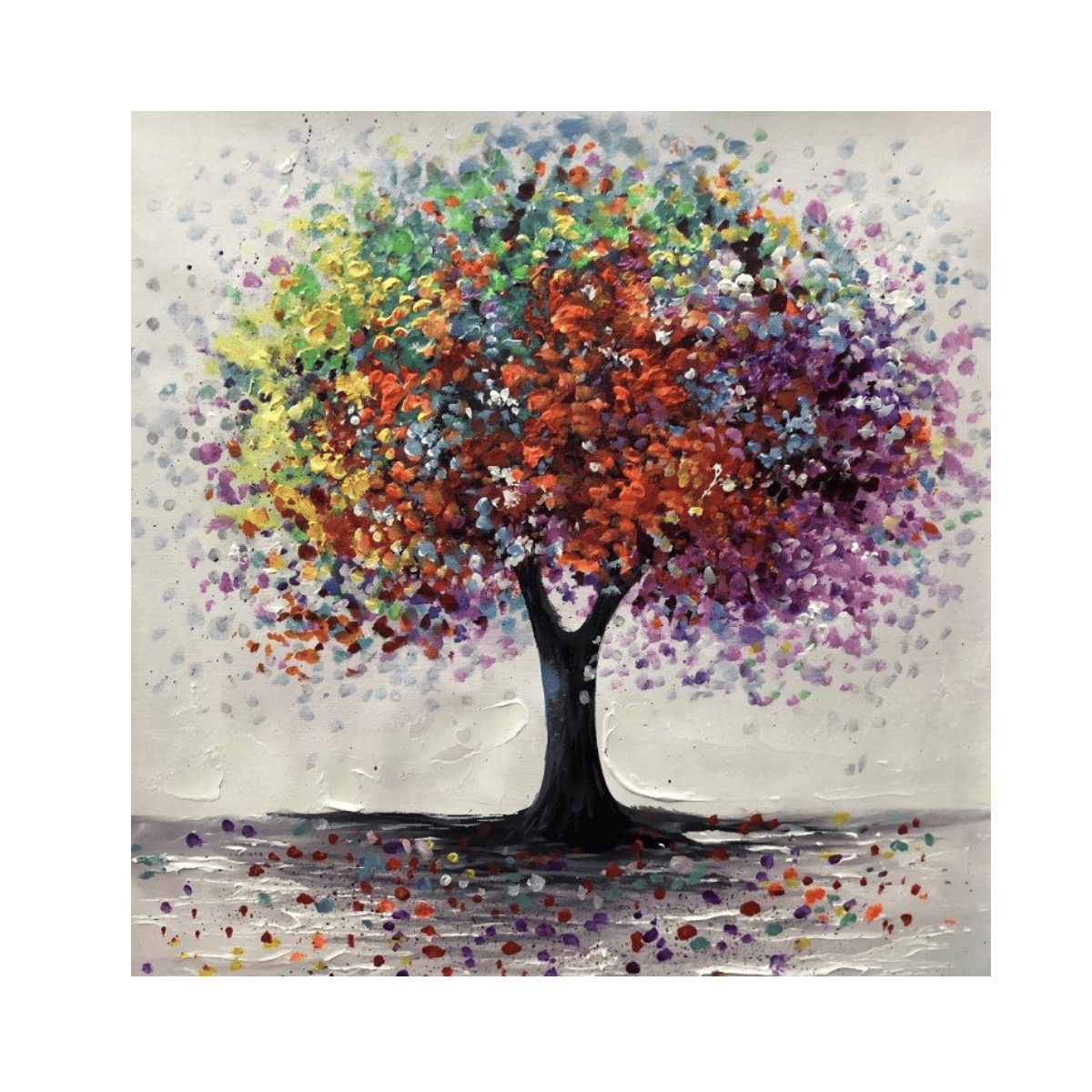 Renk Ağacı Yağlı Boya Dokulu TabloYağlı Boya Dokulu Soyut TablolarTablolife