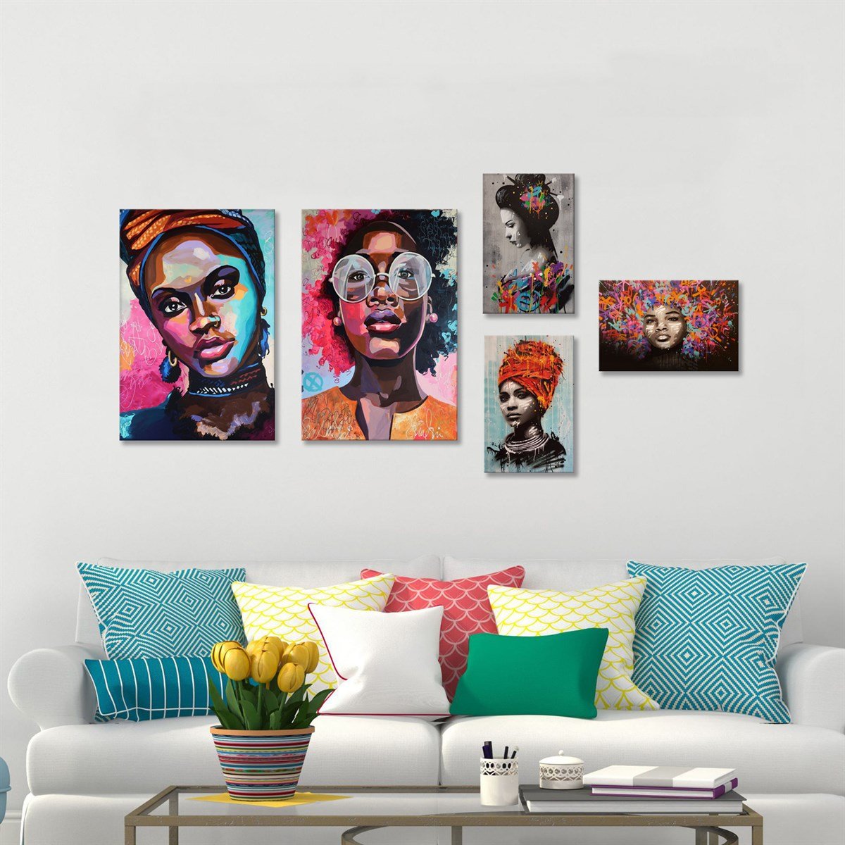 Renkli Kadınlar Çerçeveli Poster SetiPosterlerTablolife.com