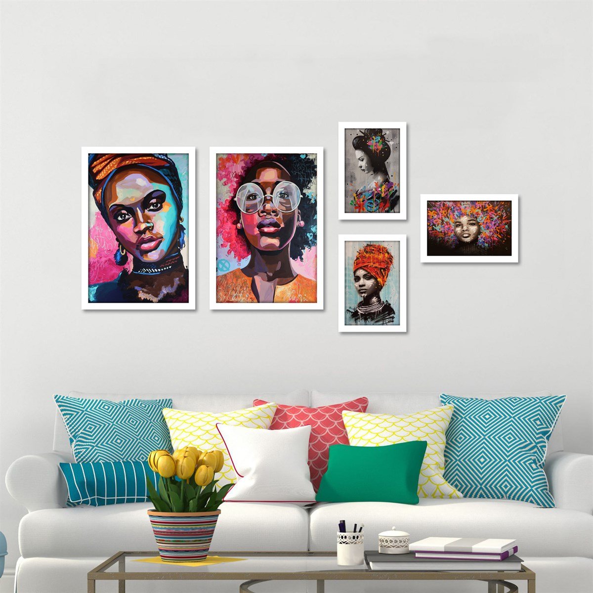 Renkli Kadınlar Çerçeveli Poster SetiPosterlerTablolife.com