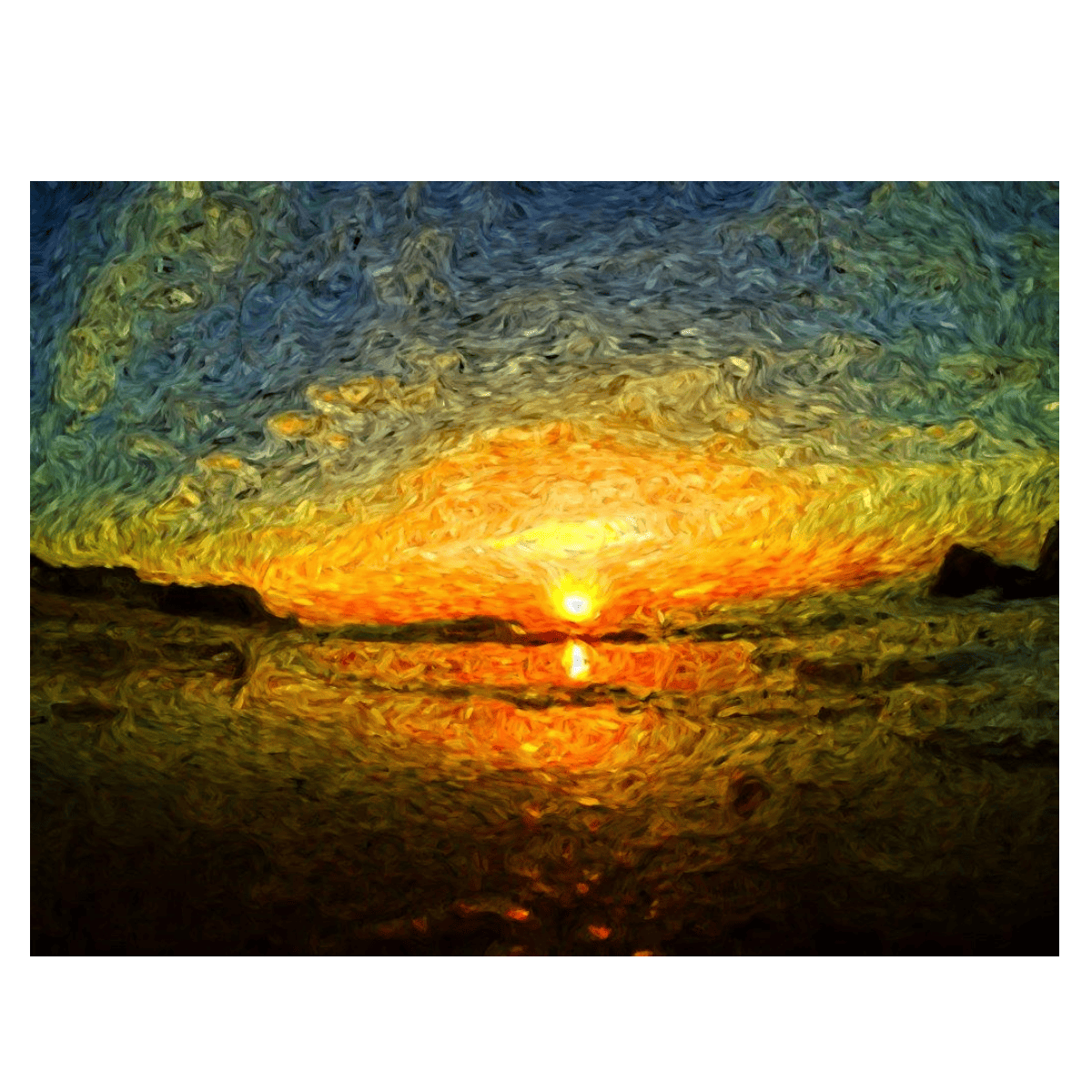 Rising Sun Yağlı Boya Dokulu TabloYağlı Boya Dokulu Manzara TablolarıTablolife