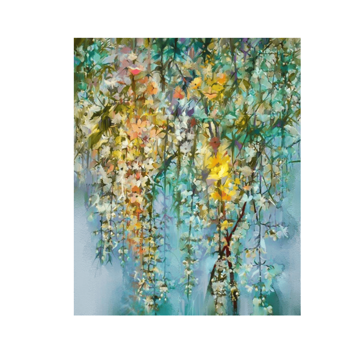 Sarkan Çiçekler Yağlı Boya Dokulu TabloYağlı Boya Dokulu Çiçek TablolarıTablolife