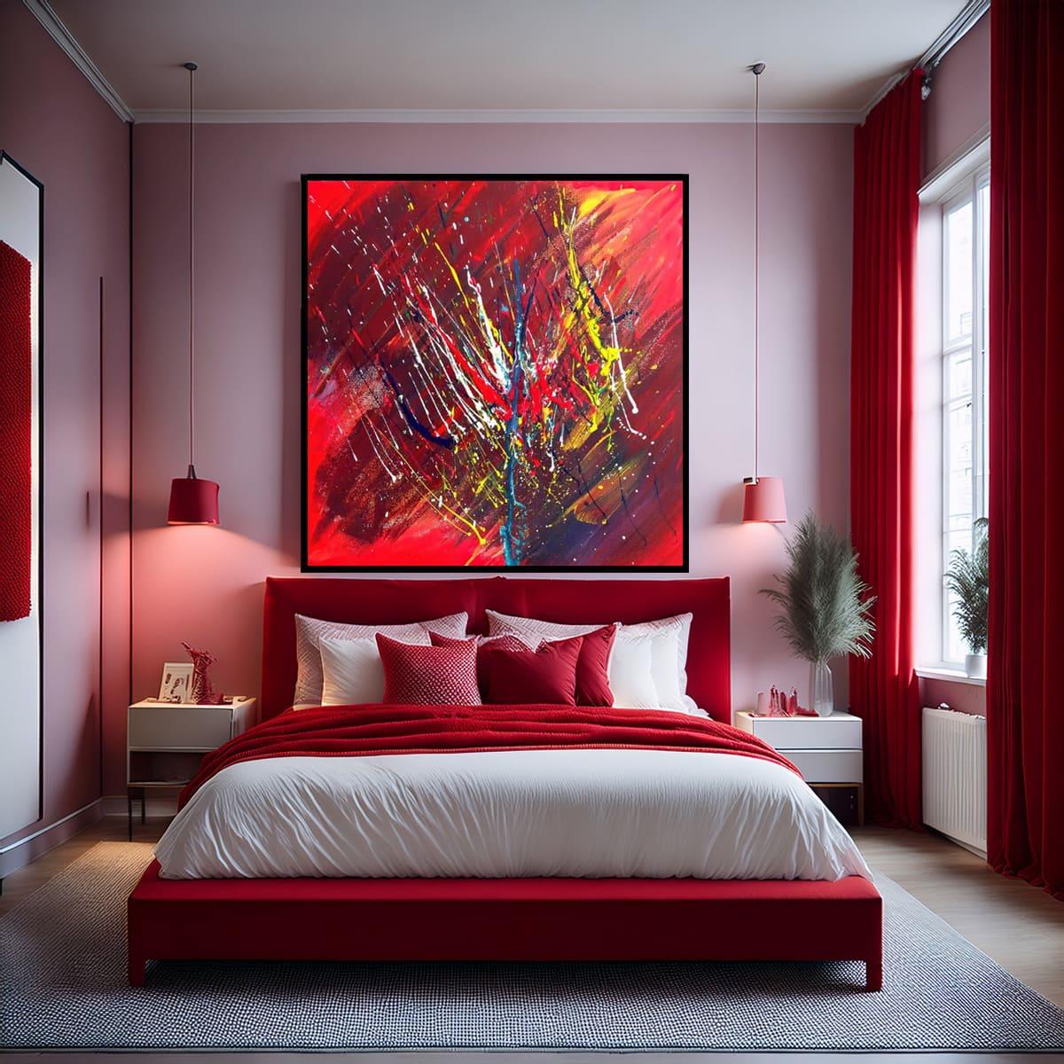 Scribbled Red Yağlı Boya Dokulu TabloYağlı Boya Dokulu Soyut TablolarTablolife