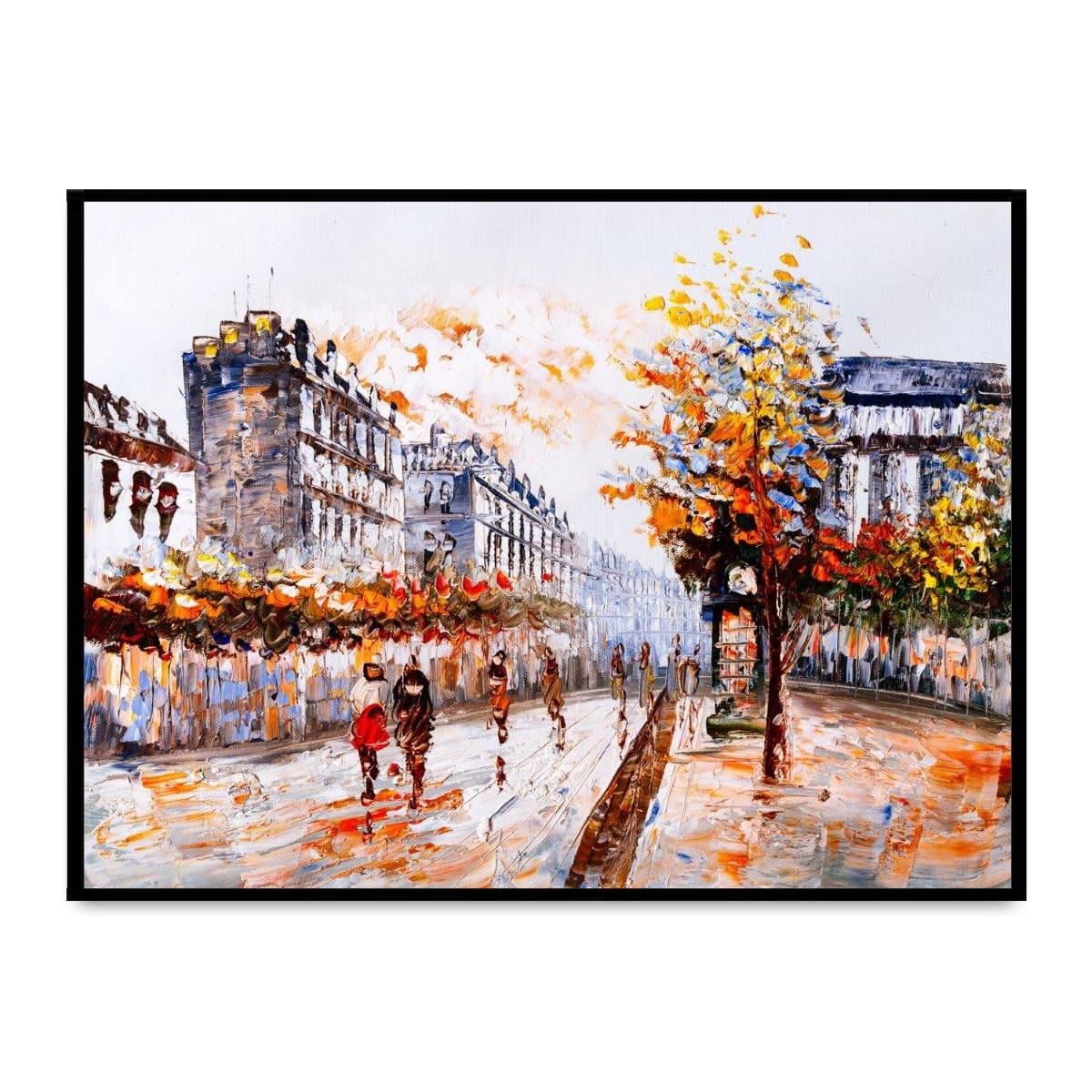 Şehirde Sonbahar Yağlı Boya Dokulu TabloYağlı Boya Dokulu Soyut TablolarTablolife