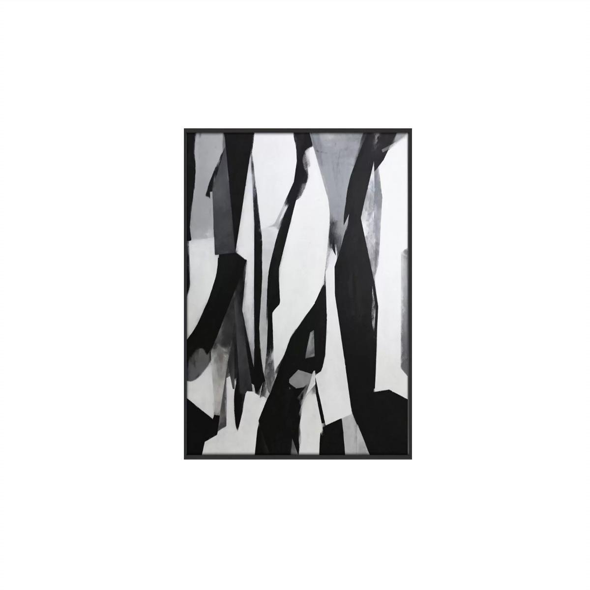 Siyah Beyaz Gri Yağlı Boya Dokulu TabloYağlı Boya Dokulu Soyut TablolarTablolife.com