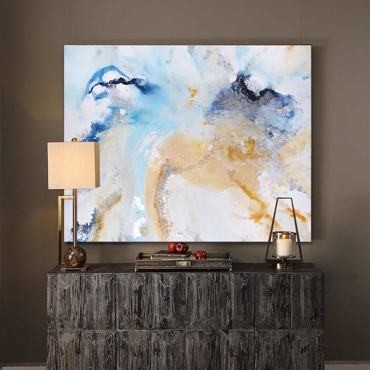 Soyut Açık Mavi - Yağlı Boya Dokulu Tablo