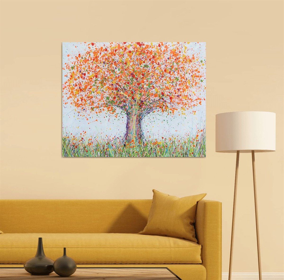 Soyut Ağaç Yağlı Boya Dokulu TabloYağlı Boya Dokulu Çiçek TablolarıTablolife.com