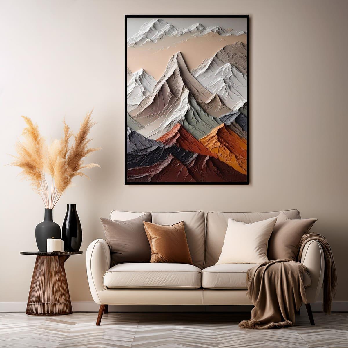 Soyut Dağlar 3 3D Yoğun Yağlı Boya Dokulu Tablo3D Yoğun Yağlı Boya TablolarTablolife