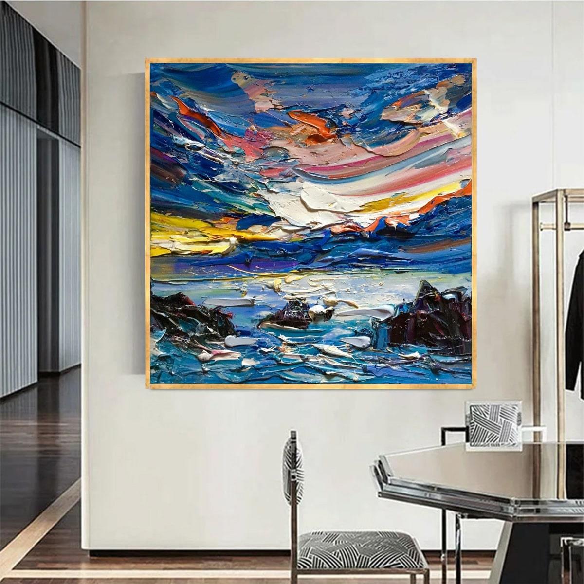 Soyut Gün Batımı 3D Yoğun Yağlı Boya Tablo3D Yoğun Yağlı Boya TablolarTablolife