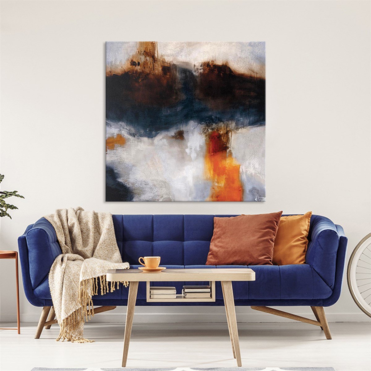 Soyut Koyu - Yağlı Boya Dokulu Tablo