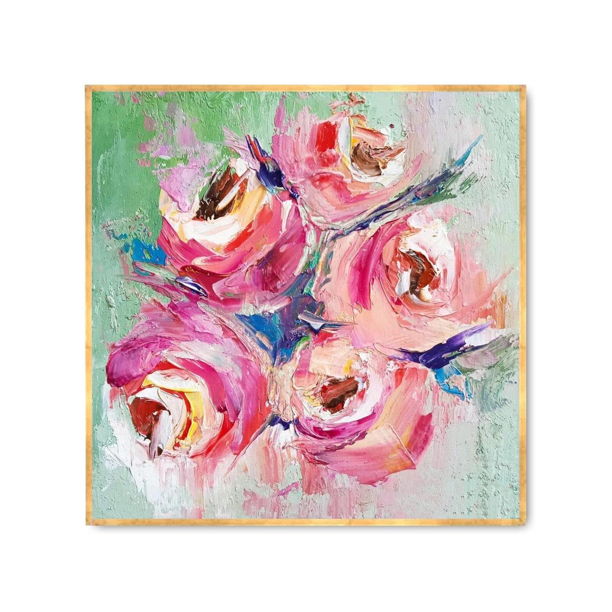 Soyut Pembe Güller 3D Yoğun Yağlı Boya Tablo3D Yoğun Yağlı Boya TablolarTablolife