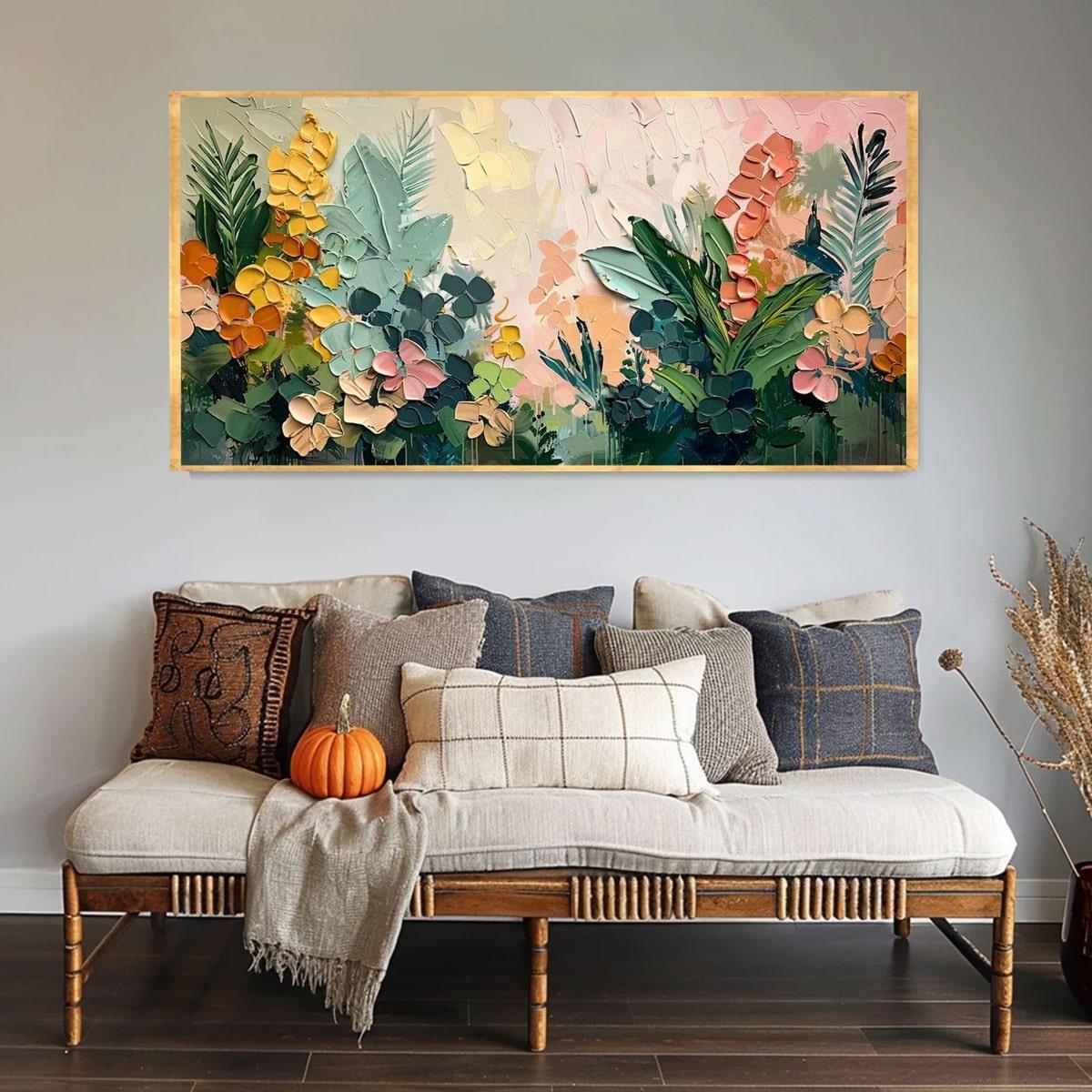 Soyut Renkli Çiçekler 3D Yoğun Yağlı Boya Tablo3D Yoğun Yağlı Boya TablolarTablolife