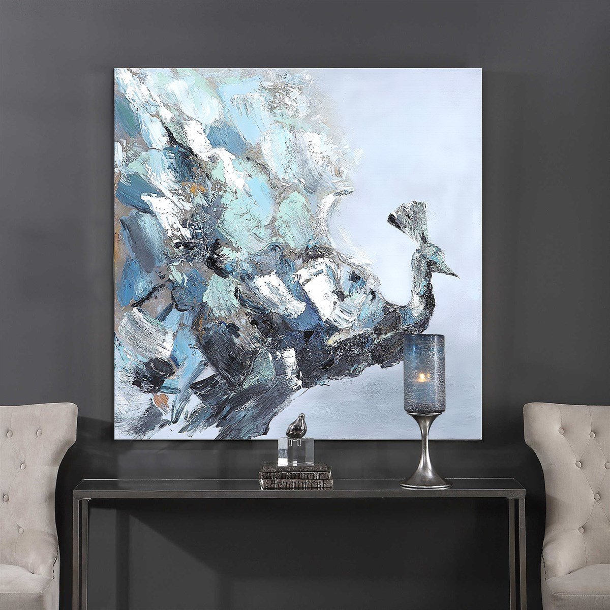 Soyut Tavus Kuşu - Yağlı Boya Dokulu Tablo