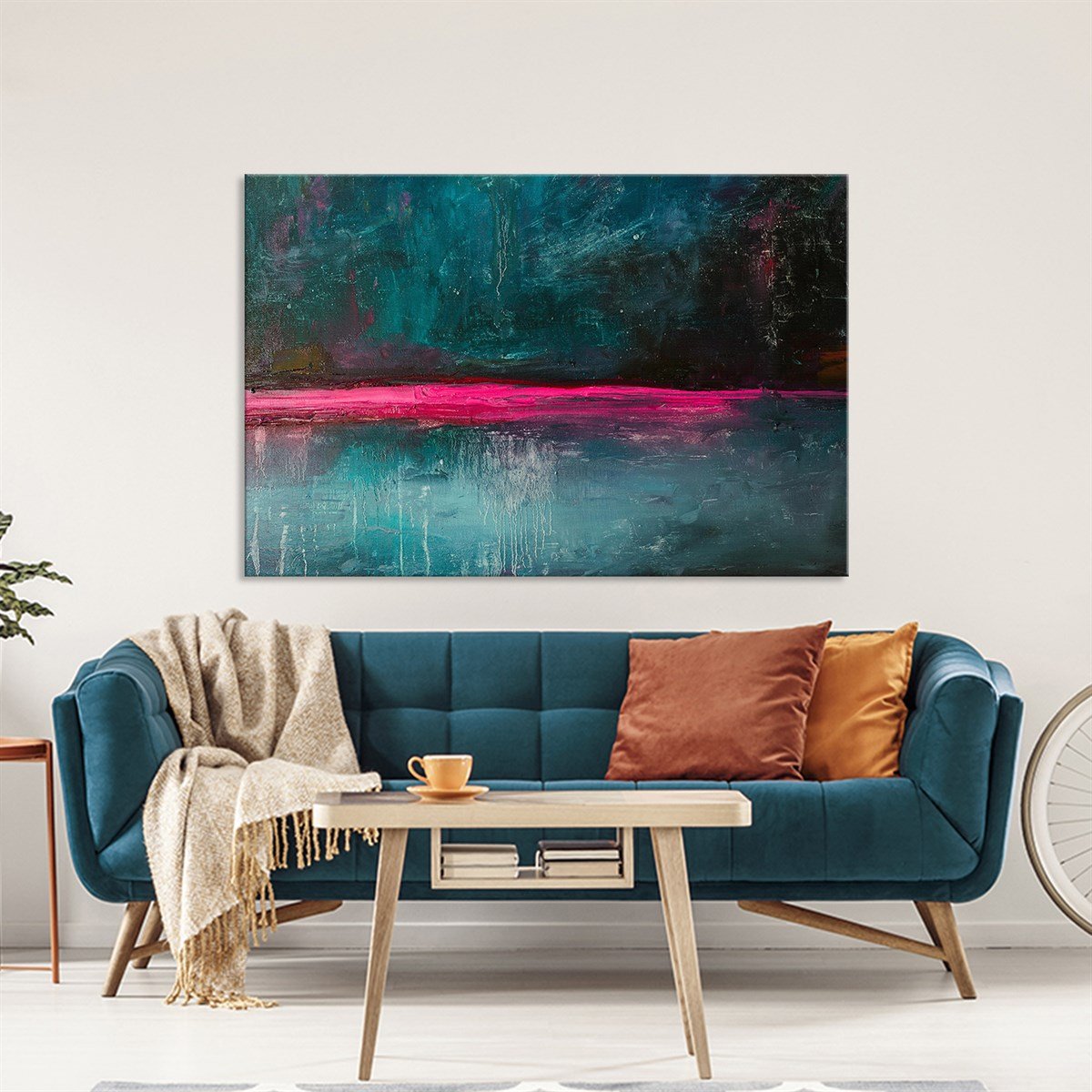 Soyut Ufuk Çizgisi - Yağlı Boya Dokulu Tablo