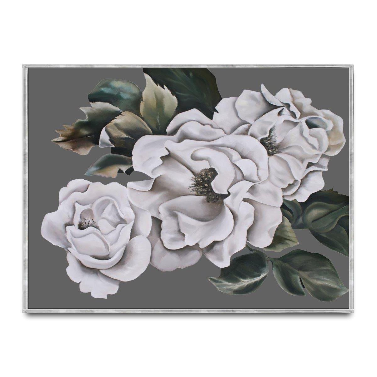 Three White Roses Yağlı Boya Dokulu TabloYağlı Boya Dokulu Çiçek TablolarıTablolife