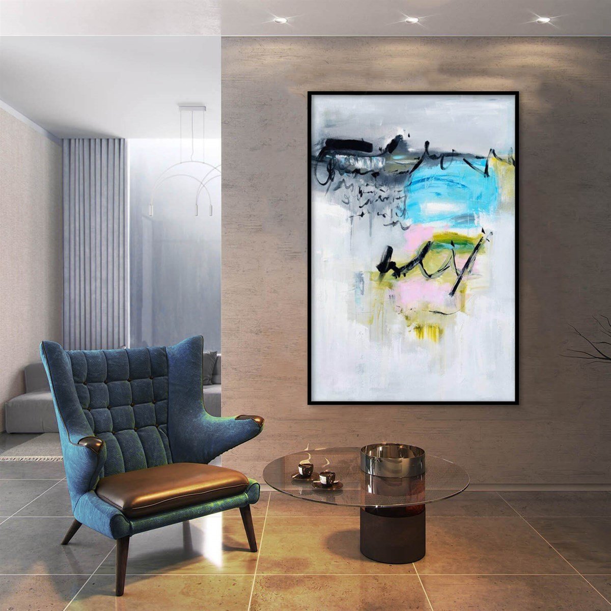 Welcome To The Space - Yağlı Boya Dokulu TabloYağlı Boya Dokulu Soyut TablolarTablolife.com