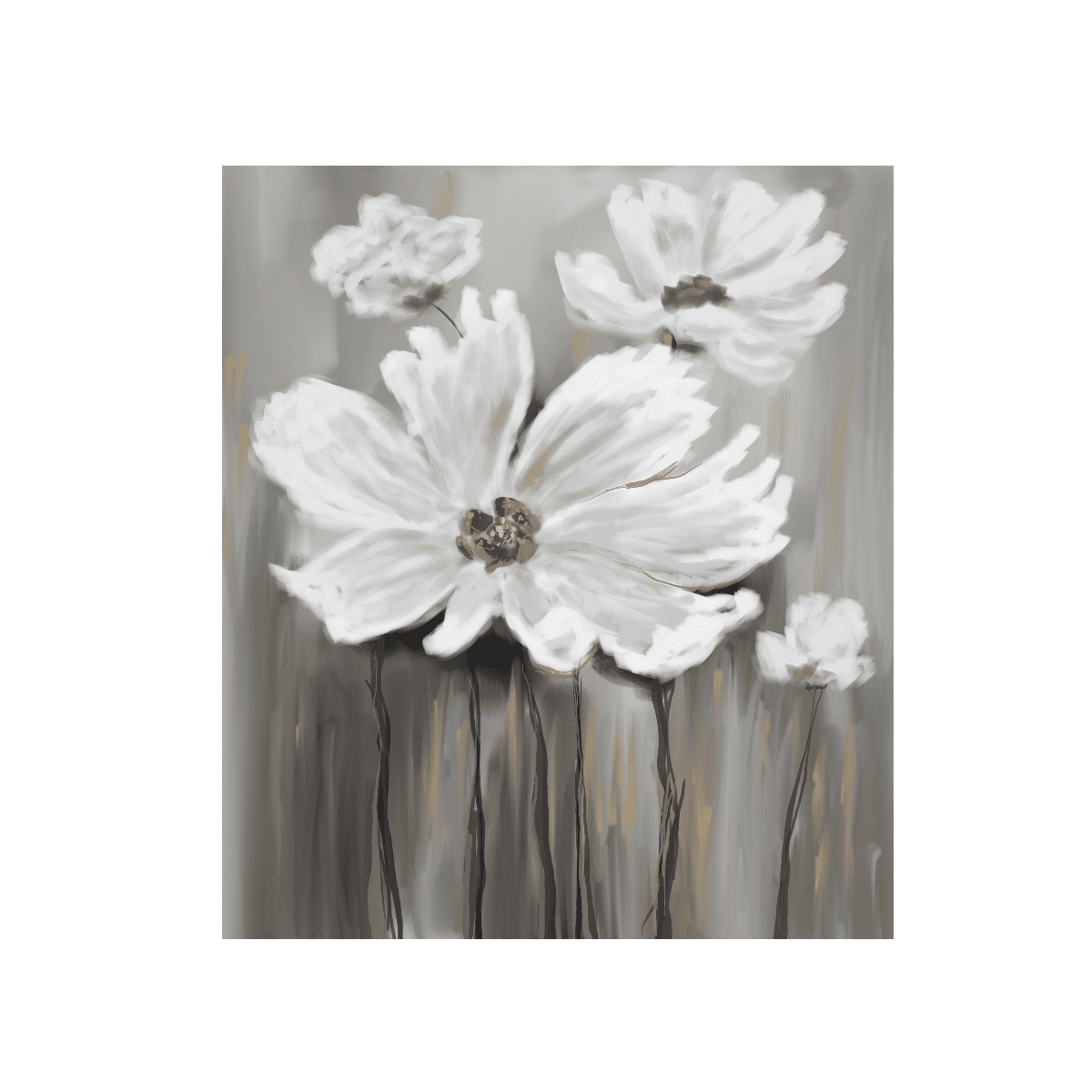 White Wildflowers Yağlı Boya Dokulu TabloYağlı Boya Dokulu Çiçek TablolarıTablolife