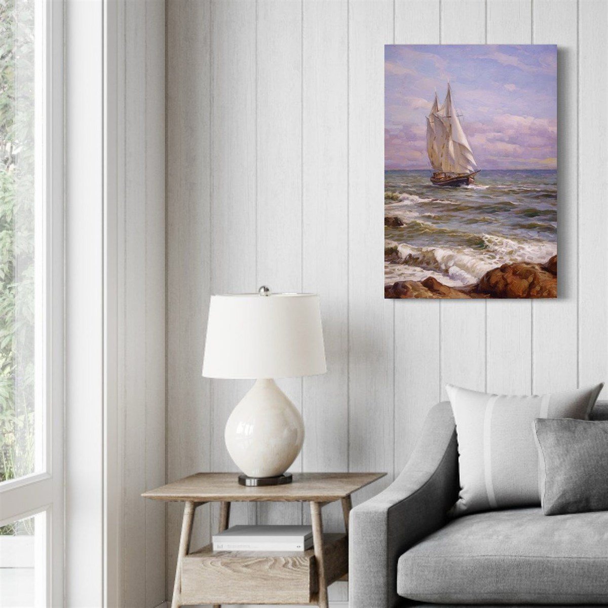 Yelkenli Gemi Yağlı Boya Dokulu TabloYağlı Boya Dokulu Manzara TablolarıTablolife.com