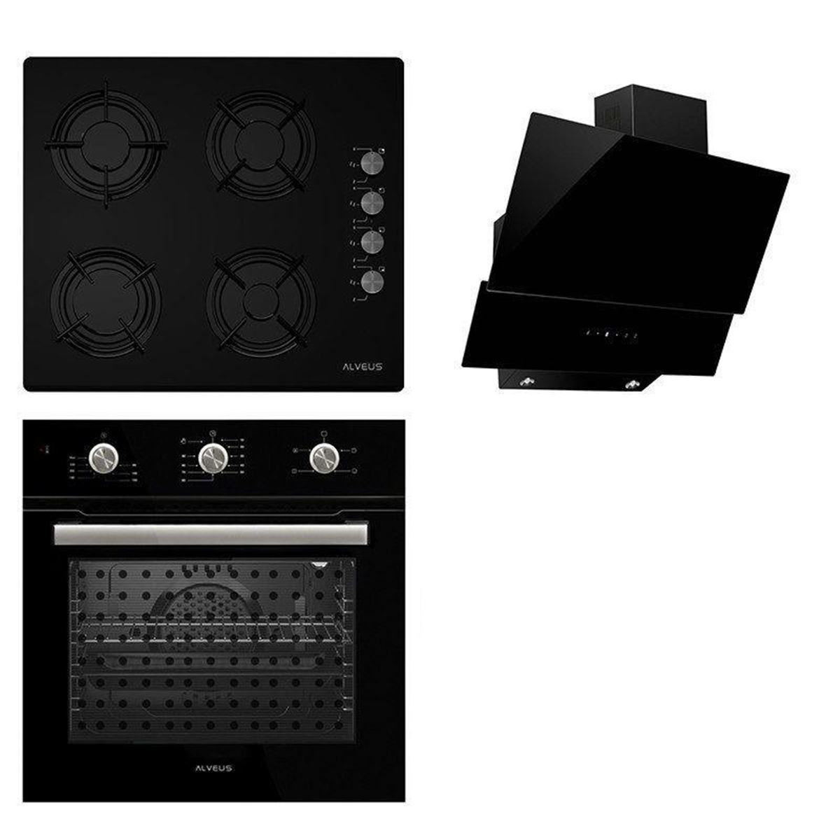 ALVEUS 3 LÜ SET 3 SİYAH MFA614 FIRIN GLS640 OCAK MOD300
