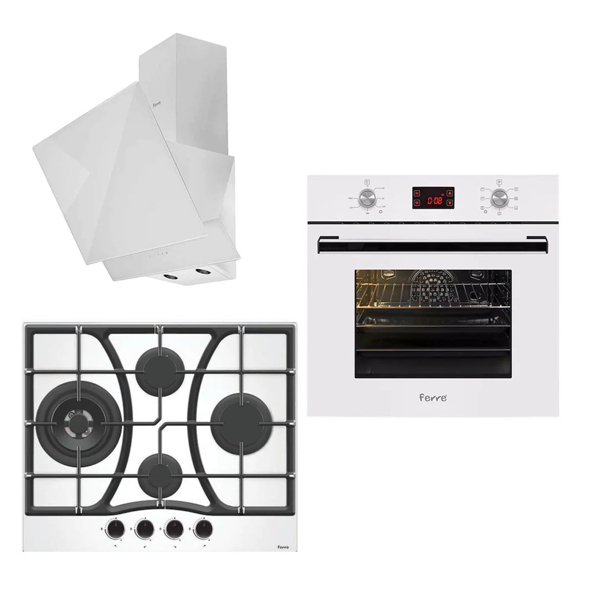 FERRE BEYAZ GARDEN 3'LÜ SET D017 DAVL BF086 OCAK 8001 FIRIN