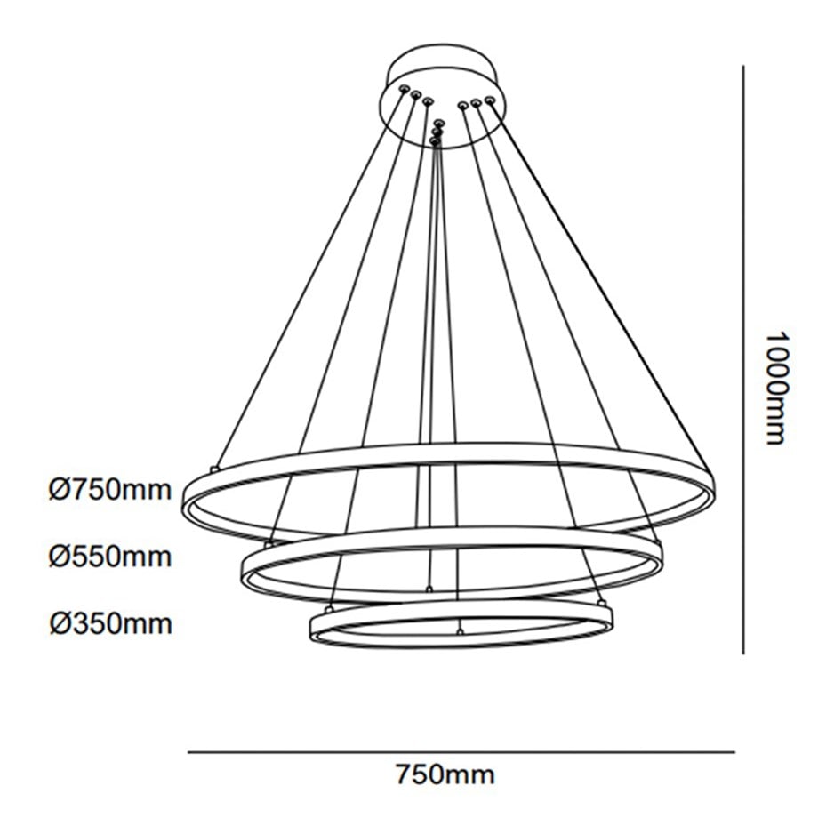 Led Sarkıt Avize 3'lü Siyah Çember Monolux ML 30043