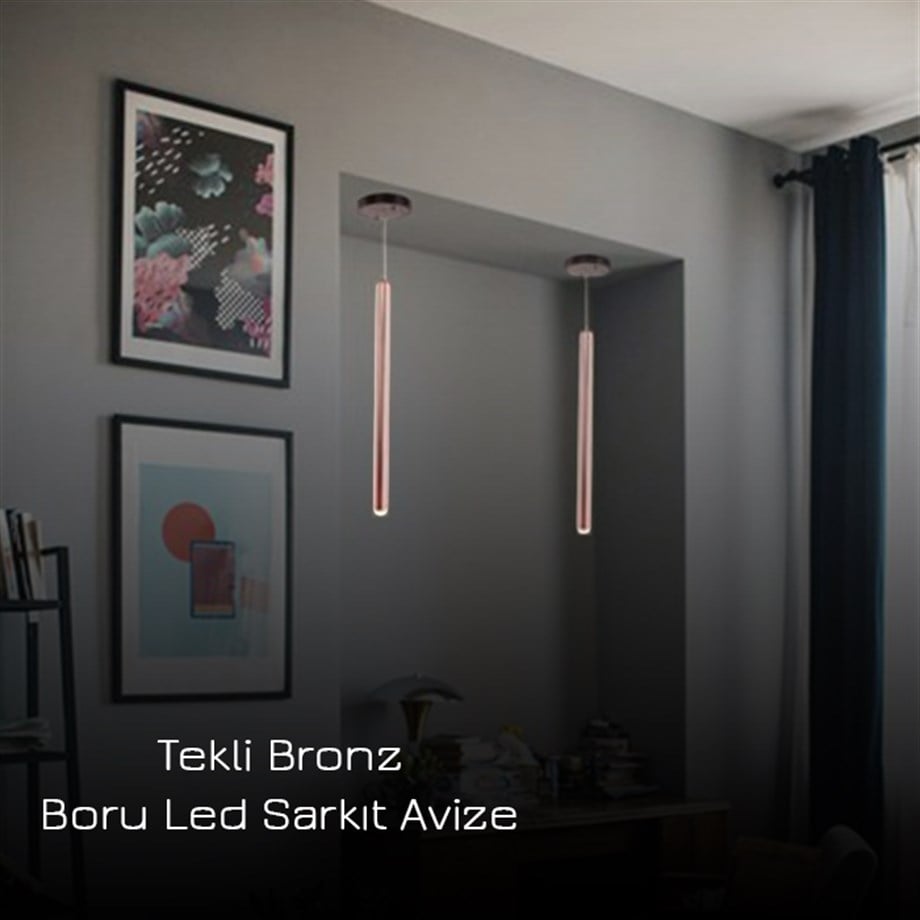 Led Sarkıt Avize Tekli Boru Model Bronz Monolux ML 83000