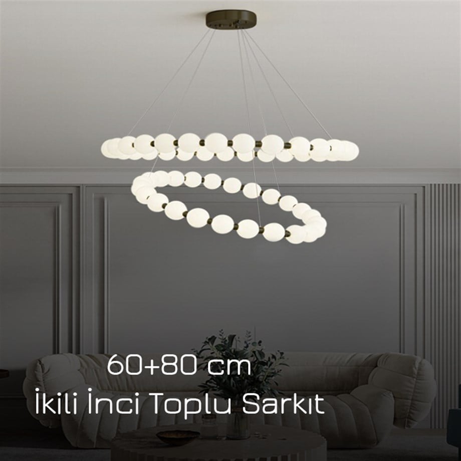 Monolux 2'li (60-80) İnci Top Sarkıt Avize ML 83511