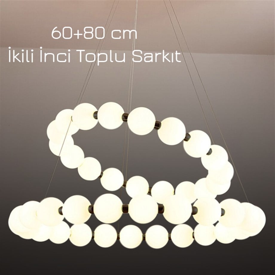 Monolux 2'li (60-80) İnci Top Sarkıt Avize ML 83511