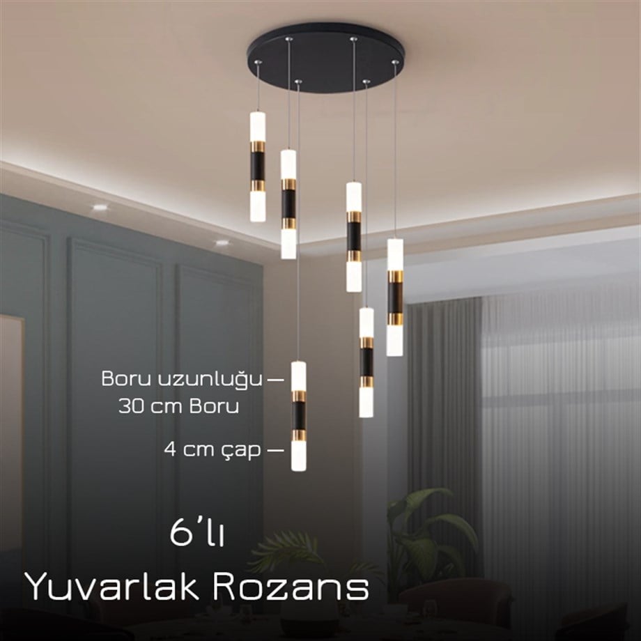 Monolux 6'lı Yuvarlak Rozans Boru Sarkıt ML 83110-Y6
