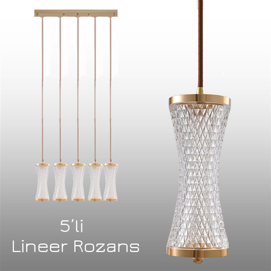 Monolux Crystalight 3'lü Lineer Rozans Kristal Sarkıt Avize ML 83200-L5