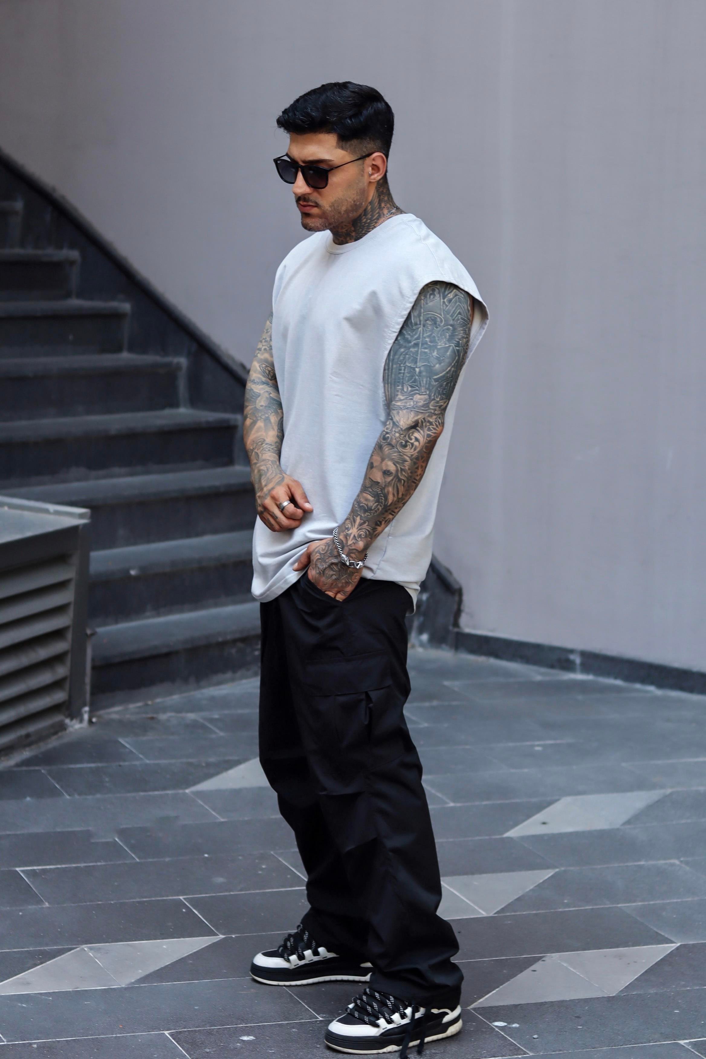 Acid wash oversize sıfır kol tshirt