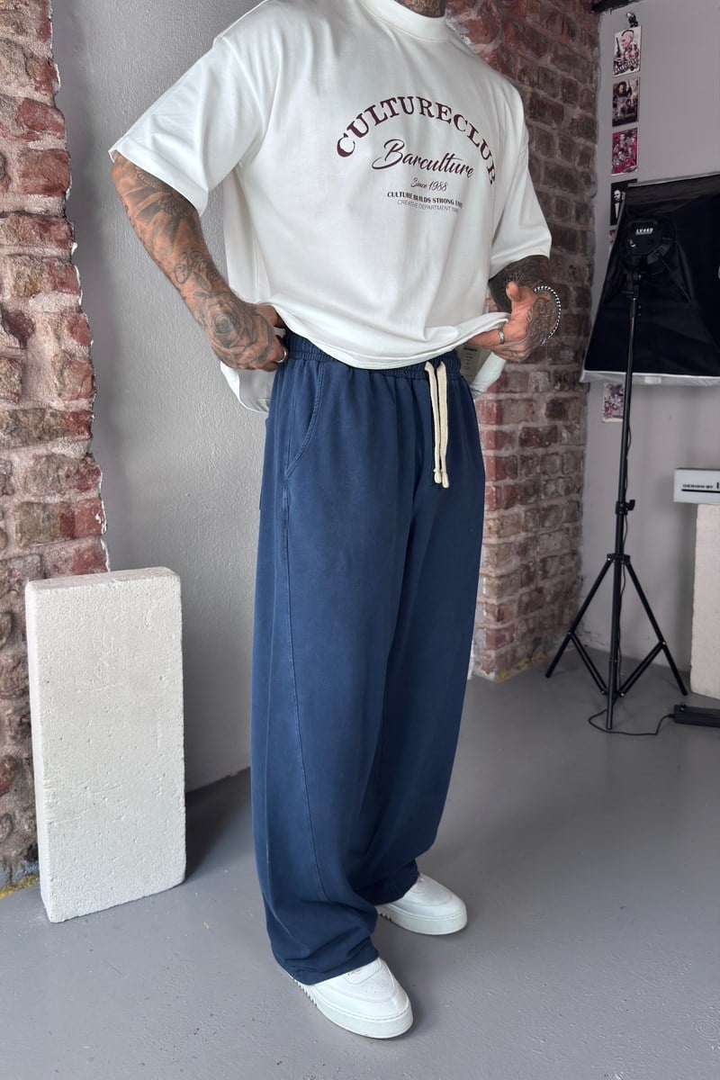 Acid Washed Blue Baggy Eşofman