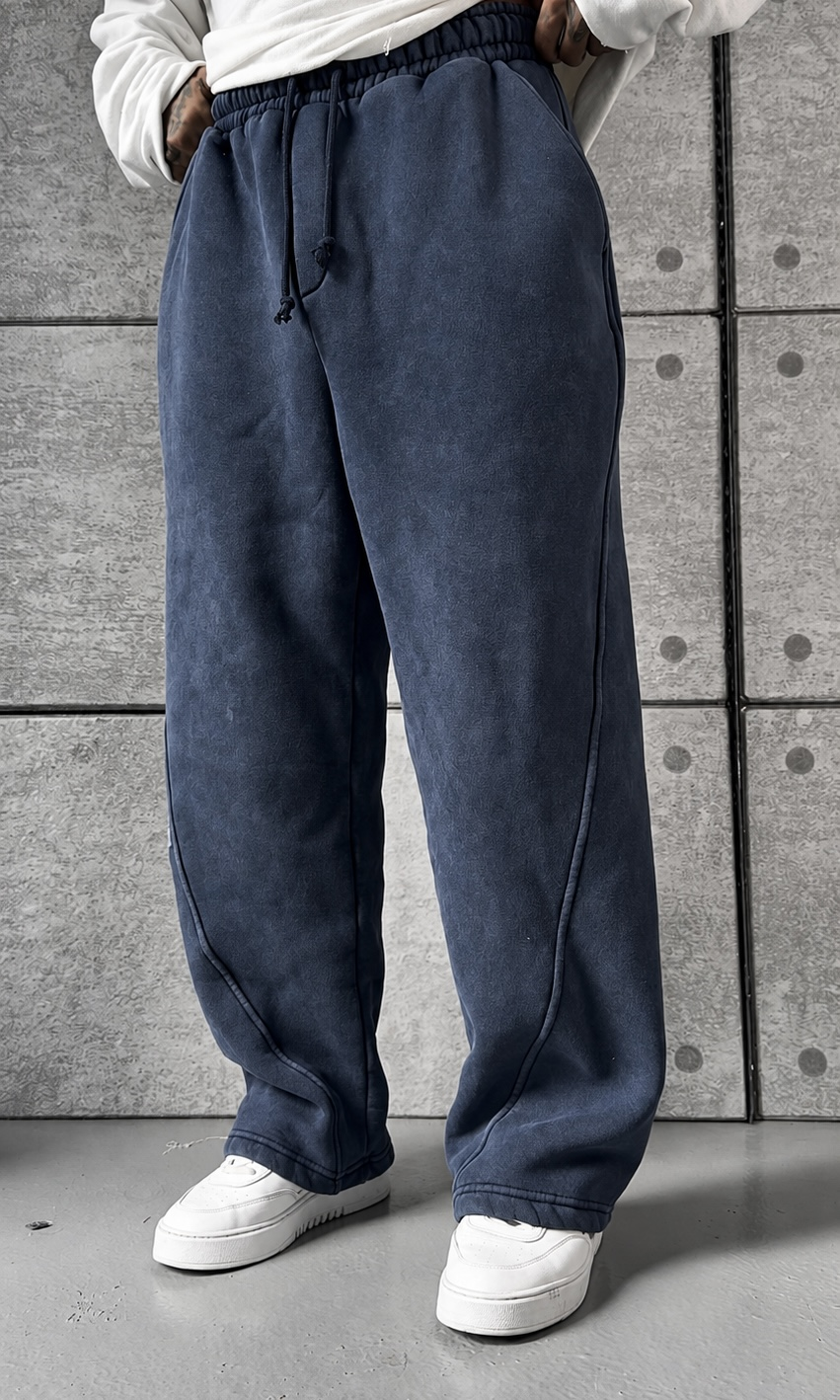 Acid Washed Blue Baggy Eşofman