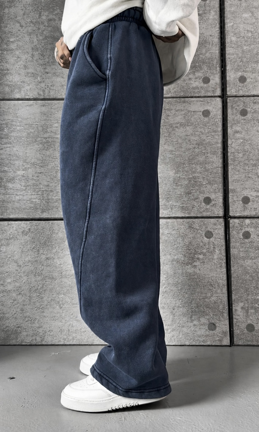 Acid Washed Blue Baggy Eşofman