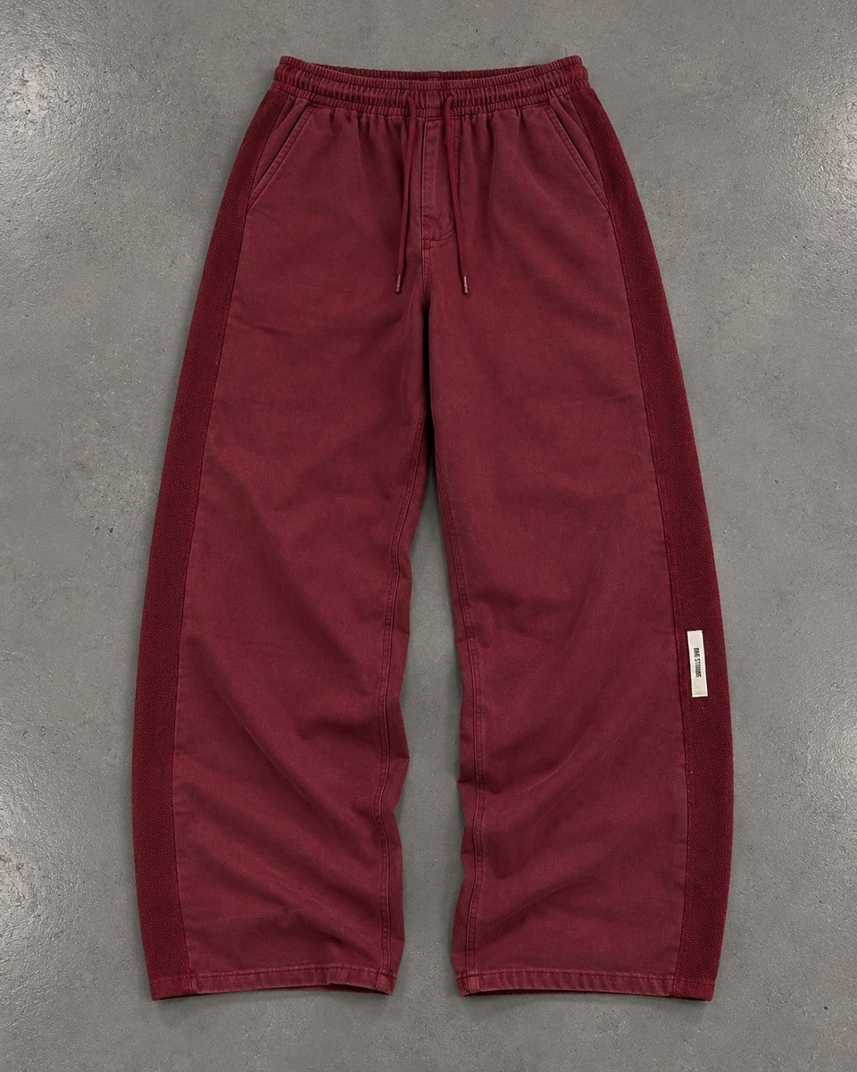 Acid Washed Bordo Baggy Eşofman