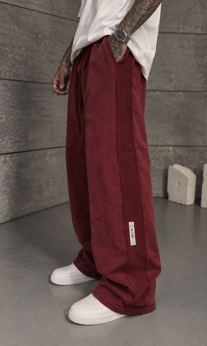 Acid Washed Bordo Baggy Eşofman