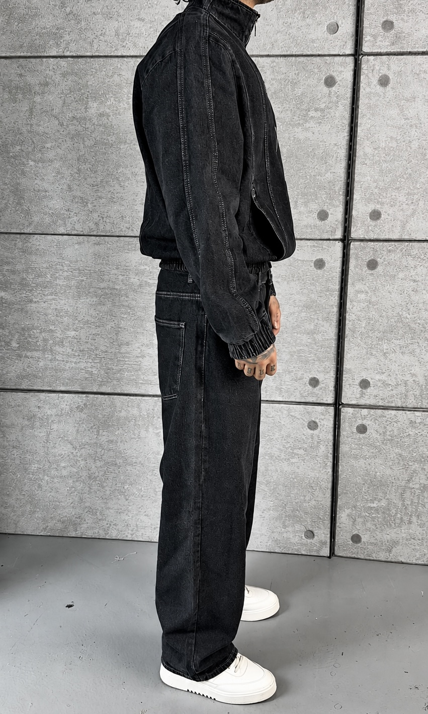 Antrasit Zip Denim Takım