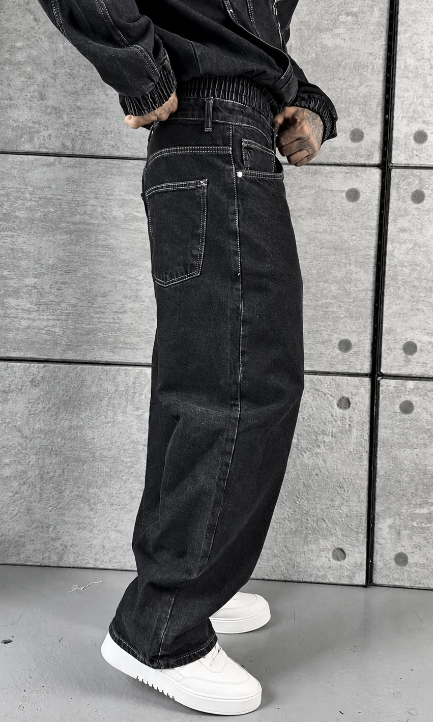 Antrasit Zip Denim Takım