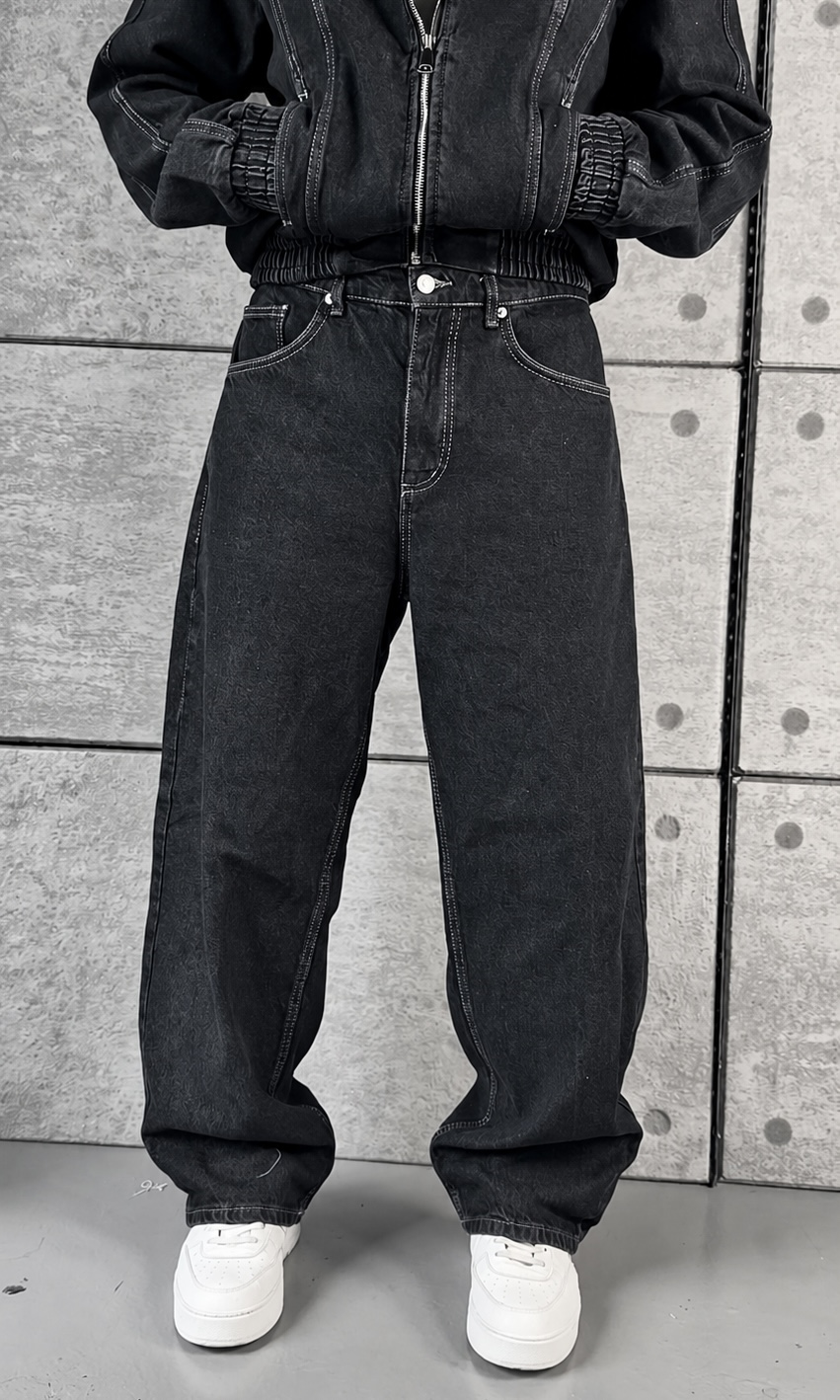 Antrasit Zip Denim Takım