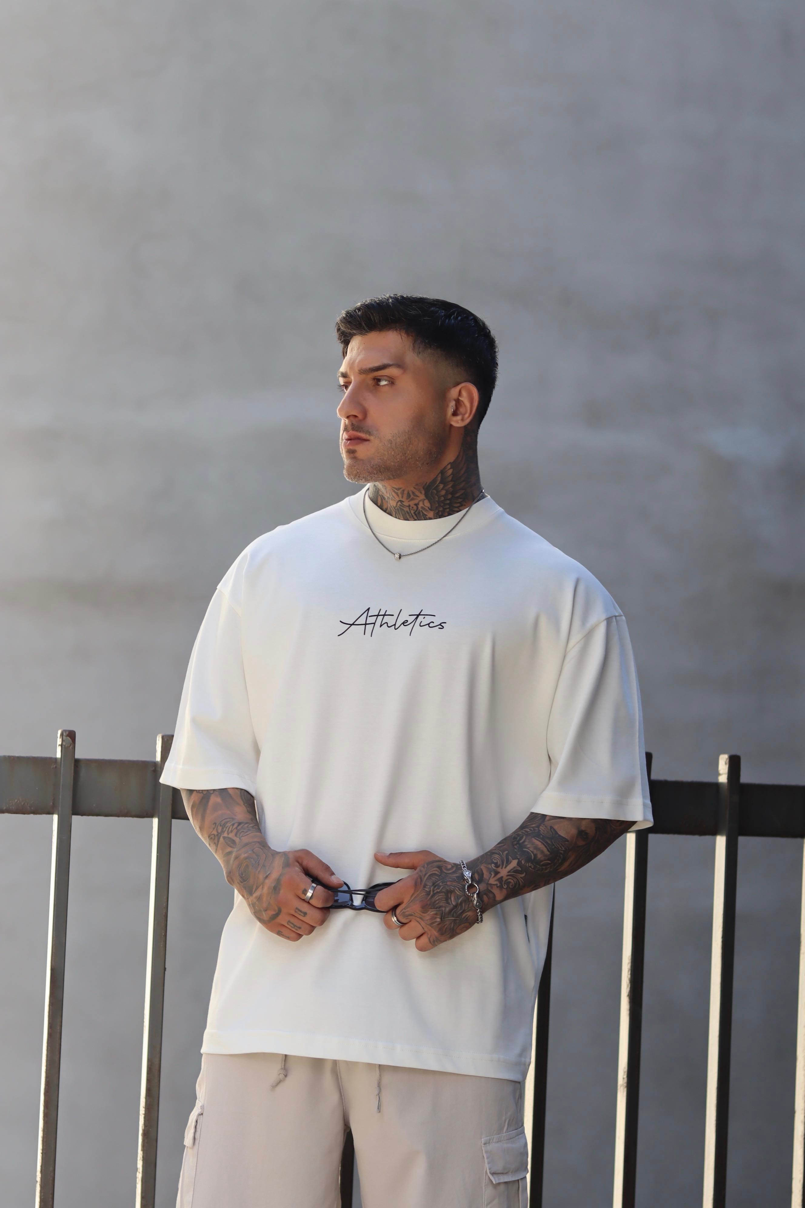 Atletics beyaz oversize tshirt