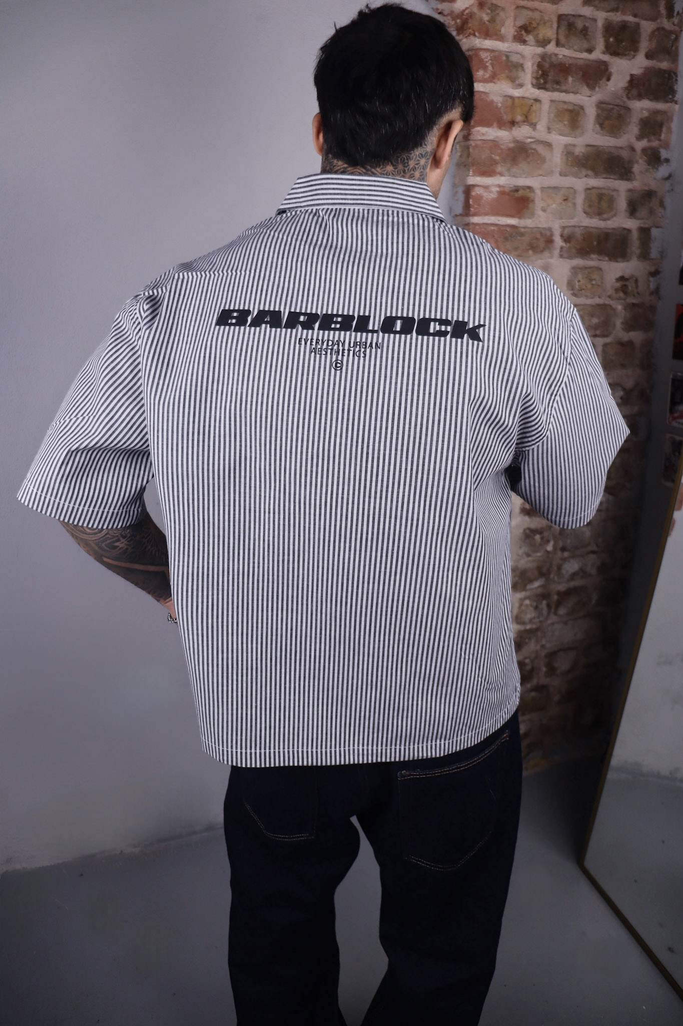 Barblock Siyah Şeritli Oversize Gömlek
