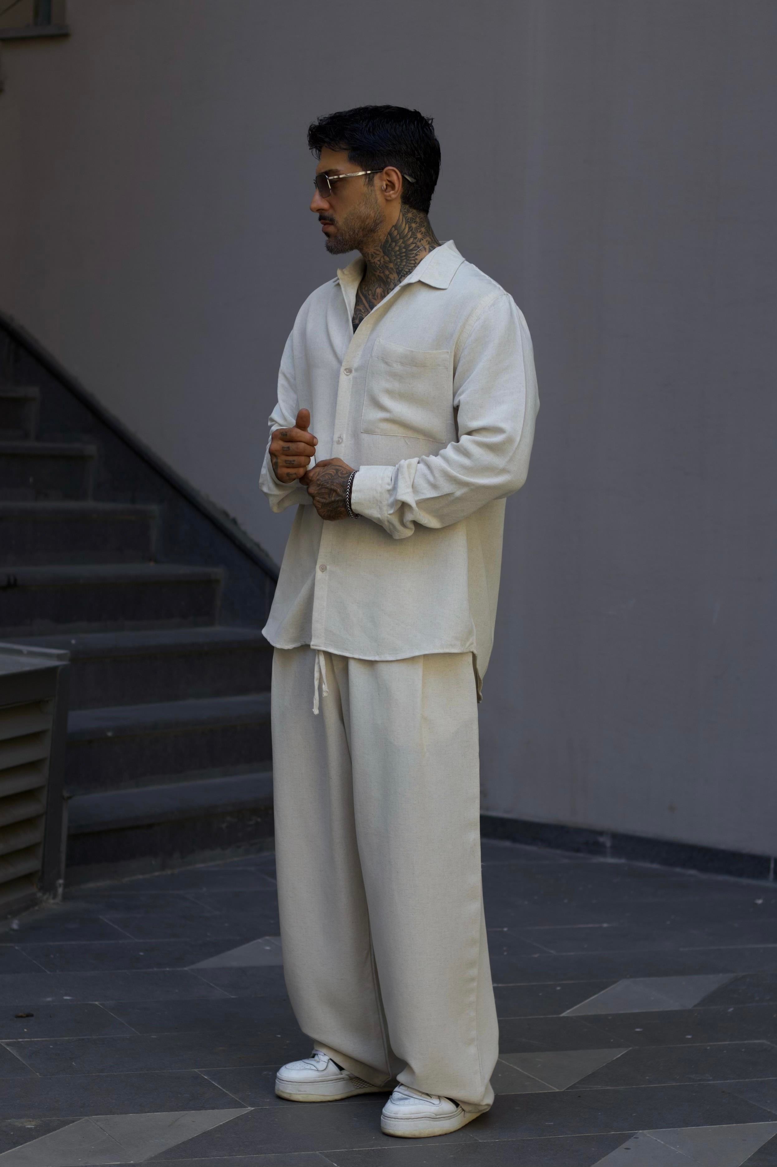Basic Oversize Bej Takım