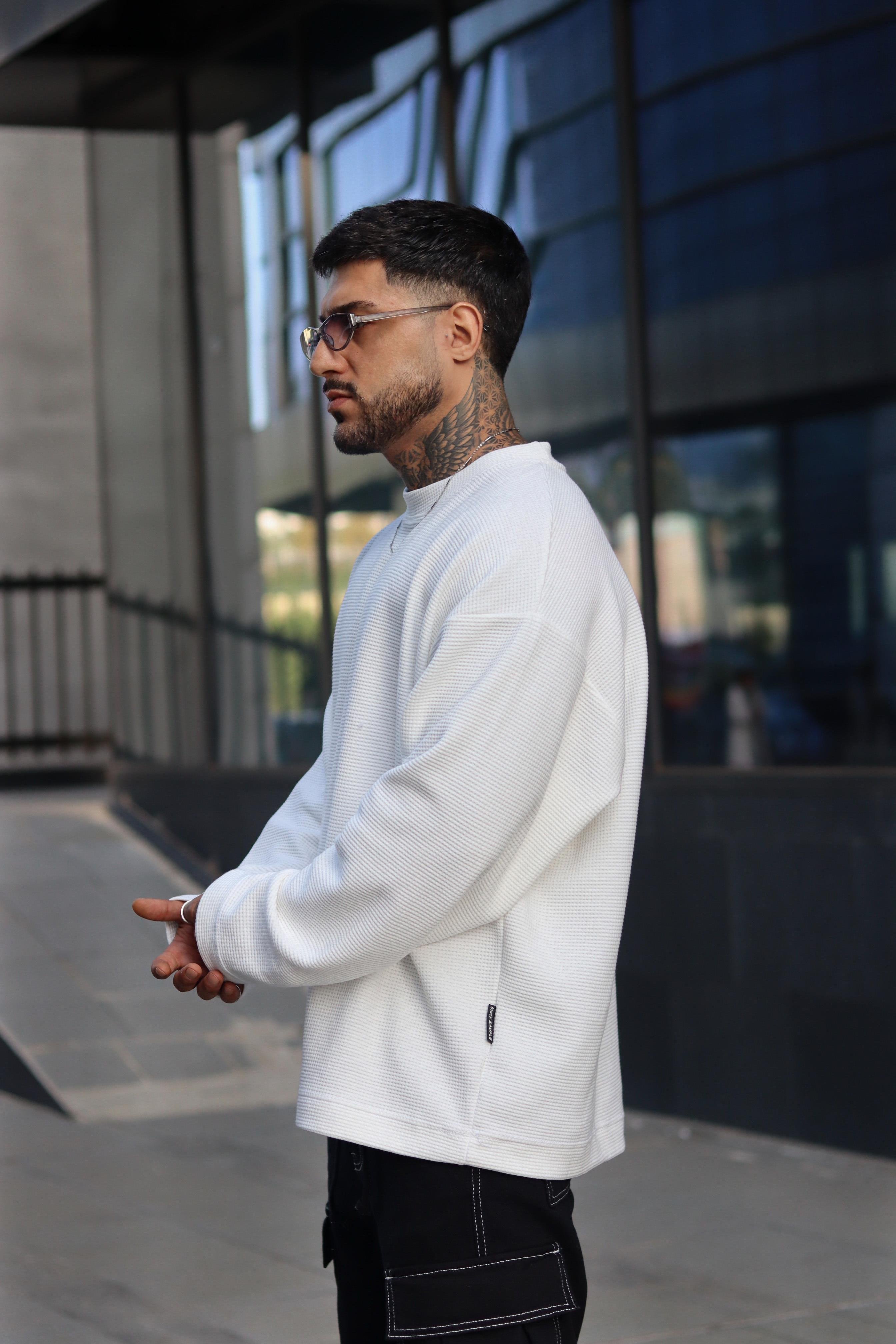 Basic oversize örme sweatshirt