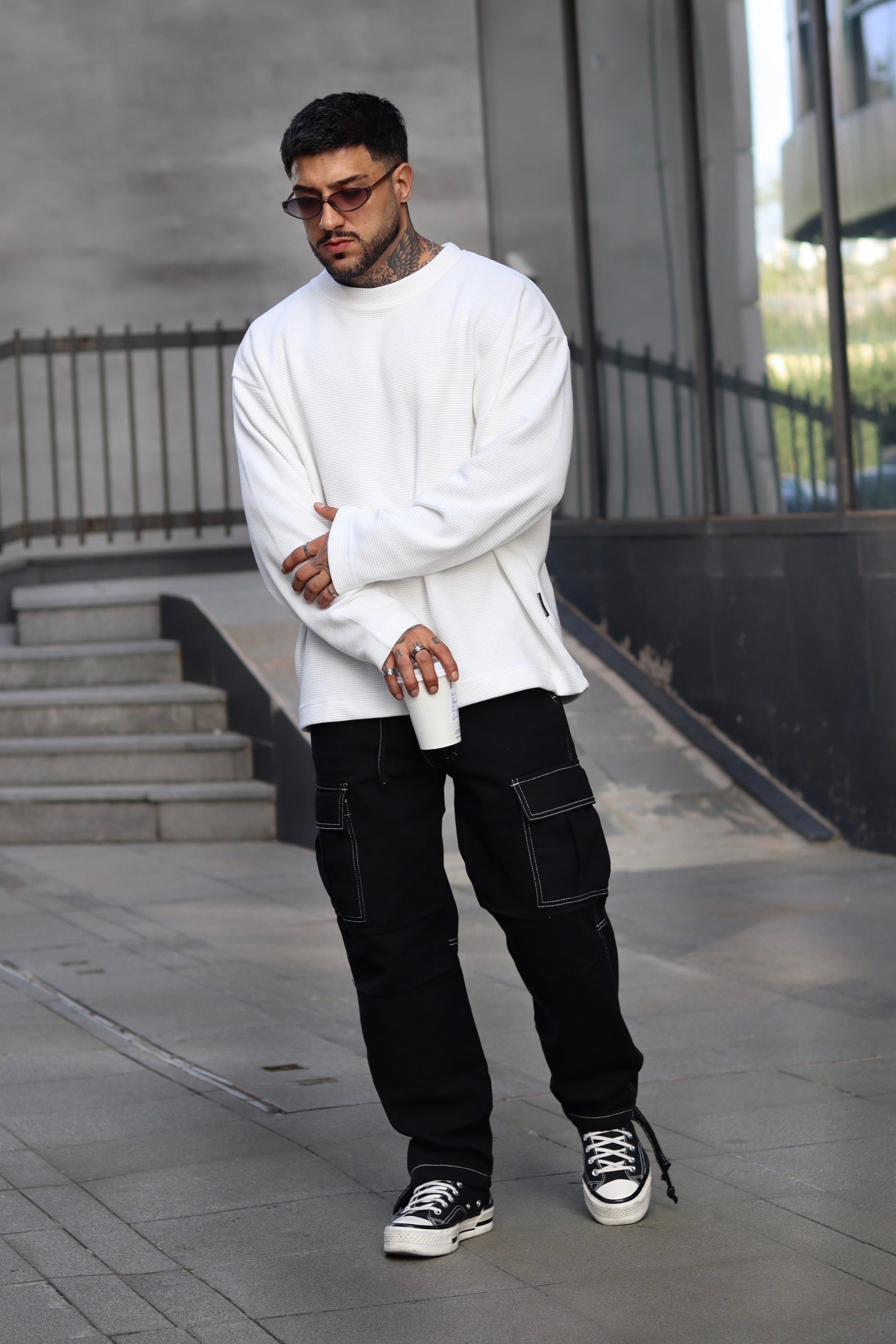 Basic oversize örme sweatshirt