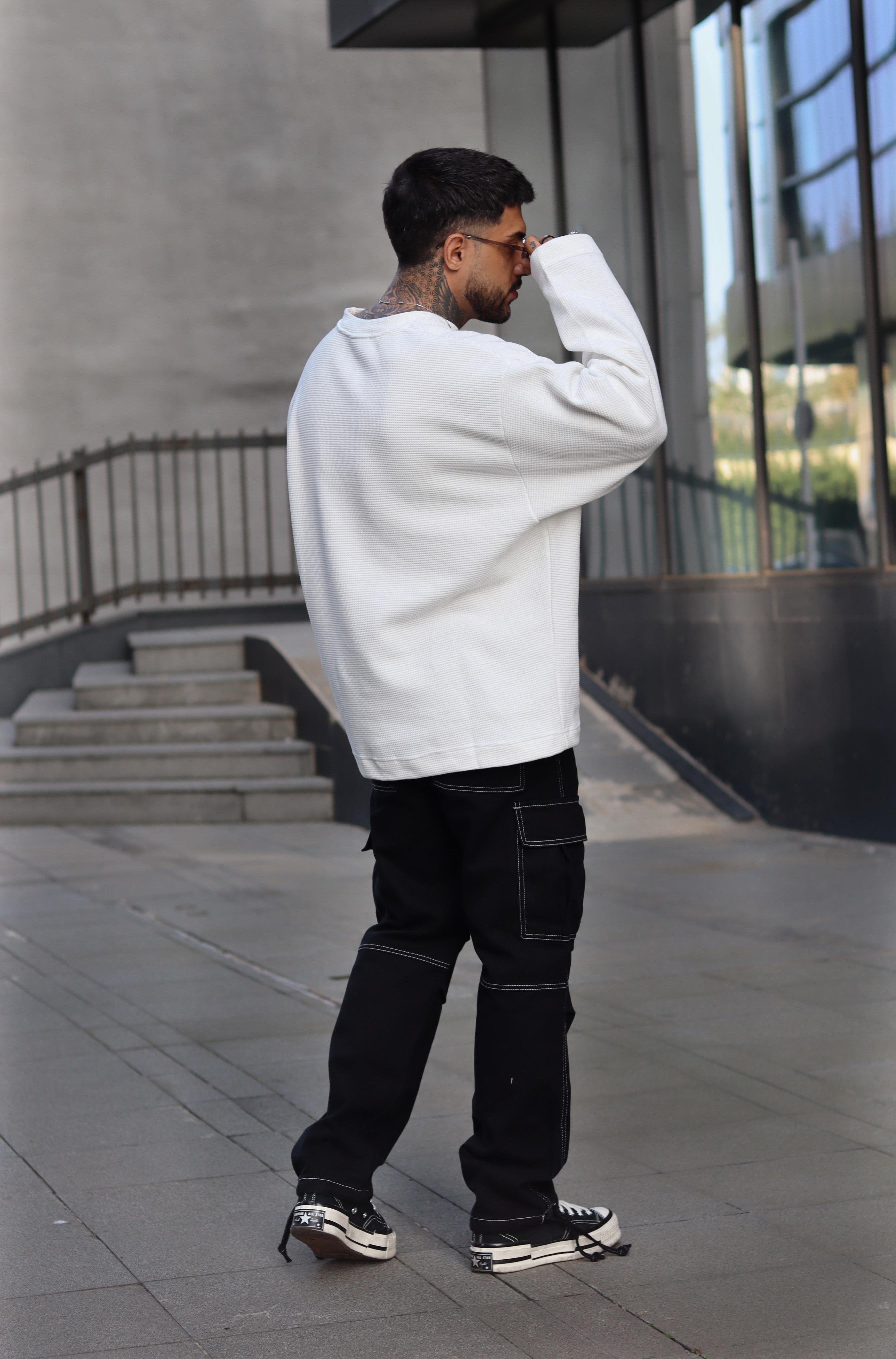 Basic oversize örme sweatshirt