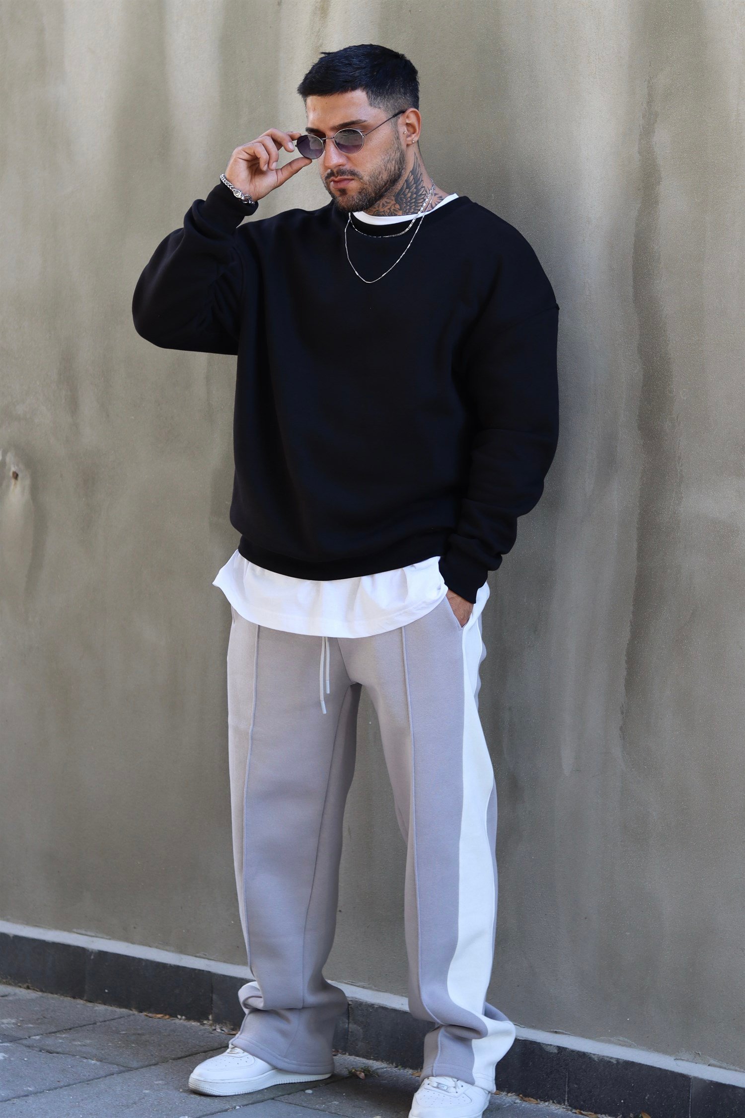 Basic oversize siyah sweatshirt