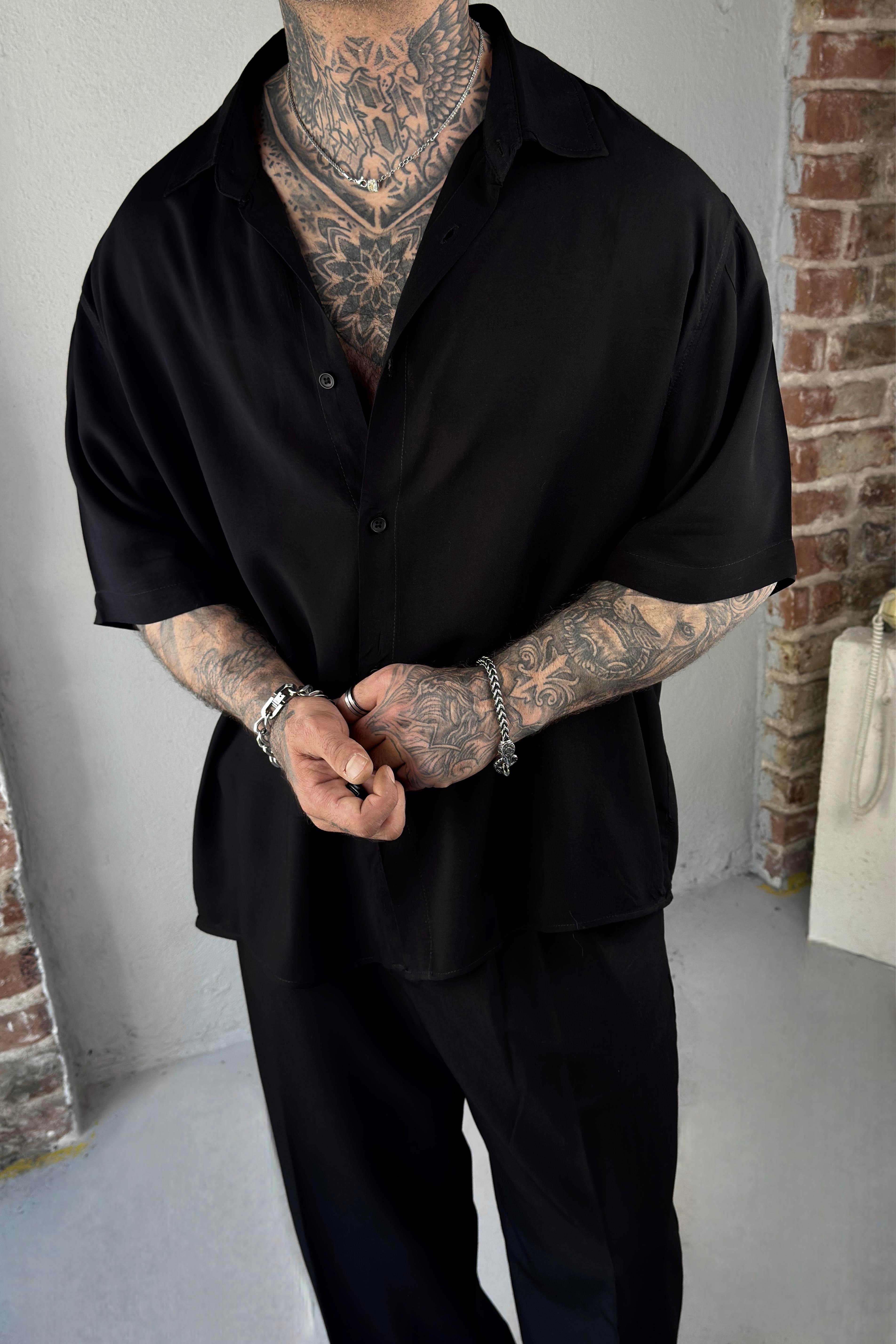 Basic Siyah Oversize Gömlek